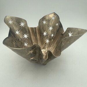 Godinger SilverPlated Star Folded Shape votive Candle Holder 3 Footed